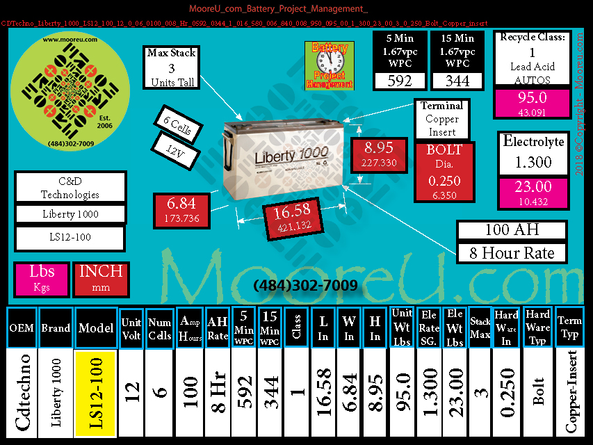 Product image for Battery Project Management CDTechno Liberty 1000 LS12 100