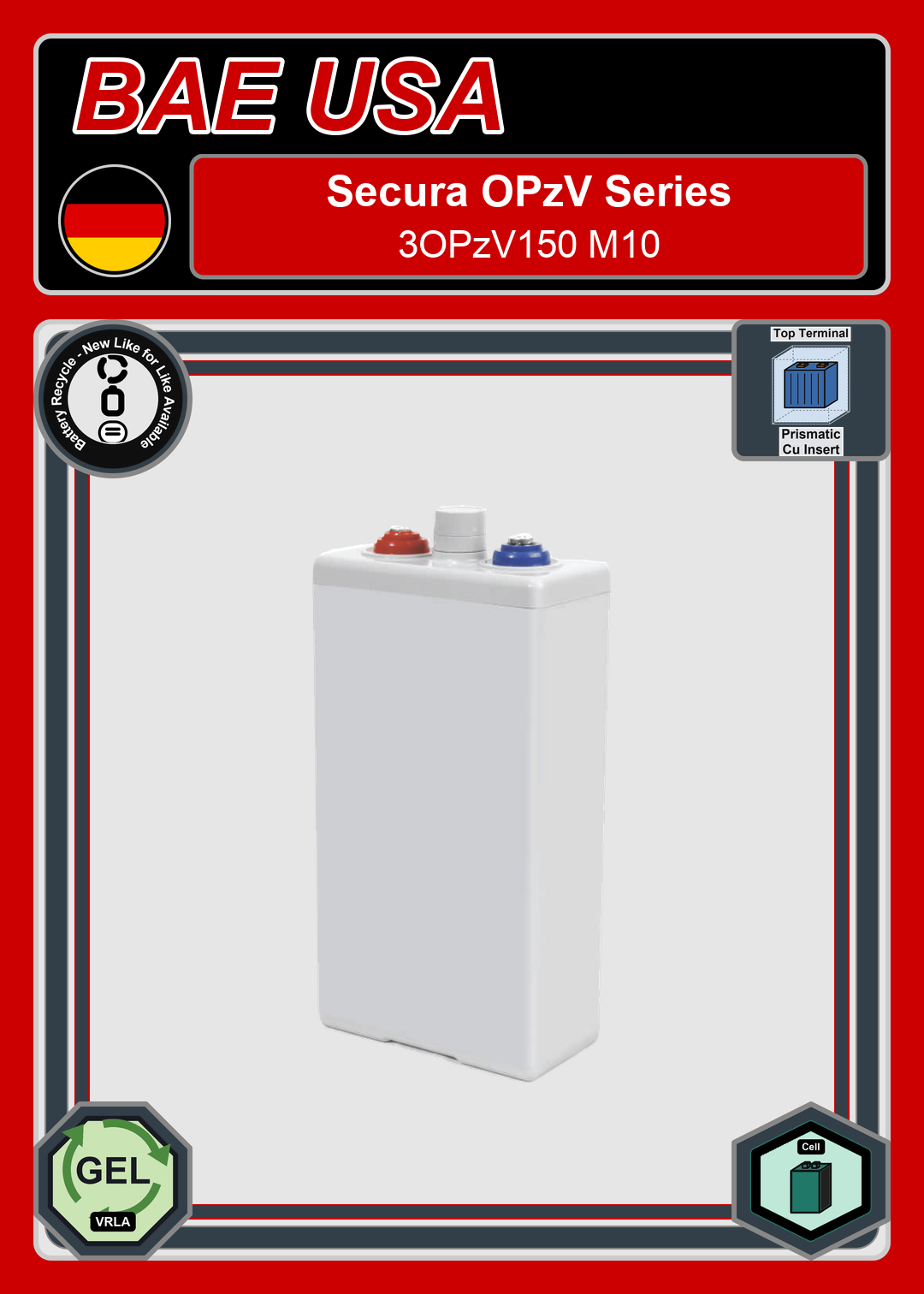Battery Recycle BAE Battery Secura OPzV Series 3OPzV150 M10