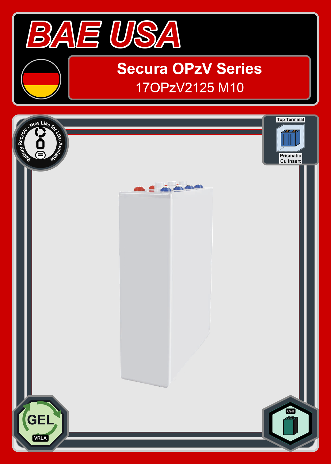 Battery Recycle BAE Battery Secura OPzV Series 17OPzV2125 M10