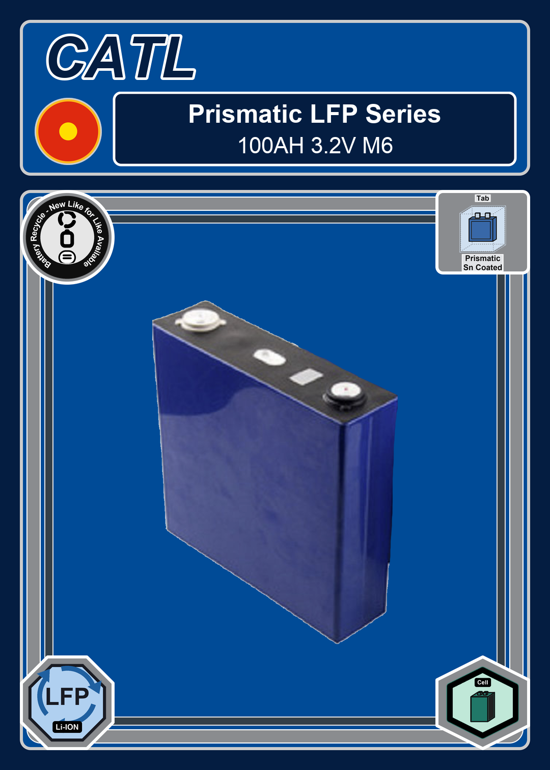 Battery Recycle CATL Prismatic LFP Series 100AH 3 2V M6