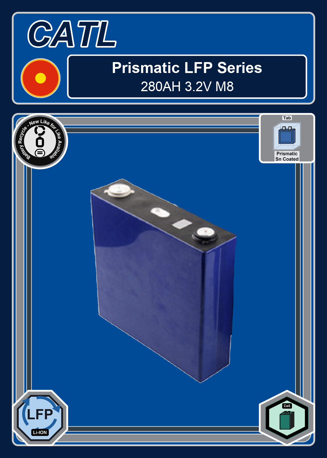 Battery Recycle CATL Prismatic LFP Series 280AH 3 2V M8