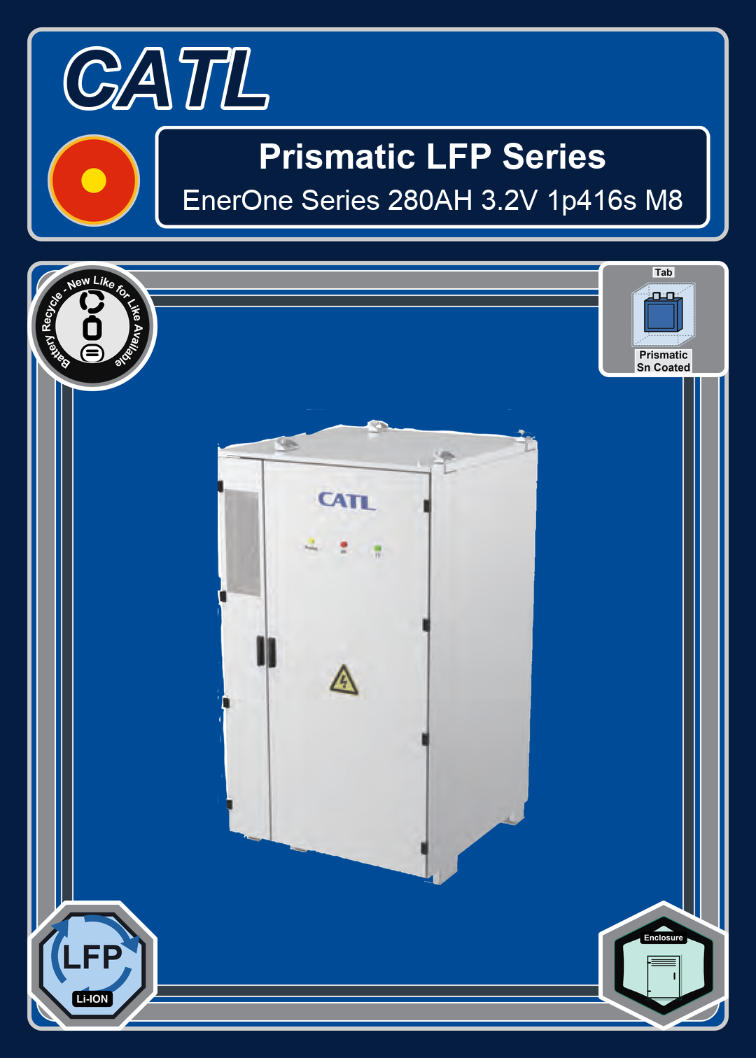 Battery Recycle CATL Prismatic LFP EnerOne Series 280AH 3 2V 1p416s M8