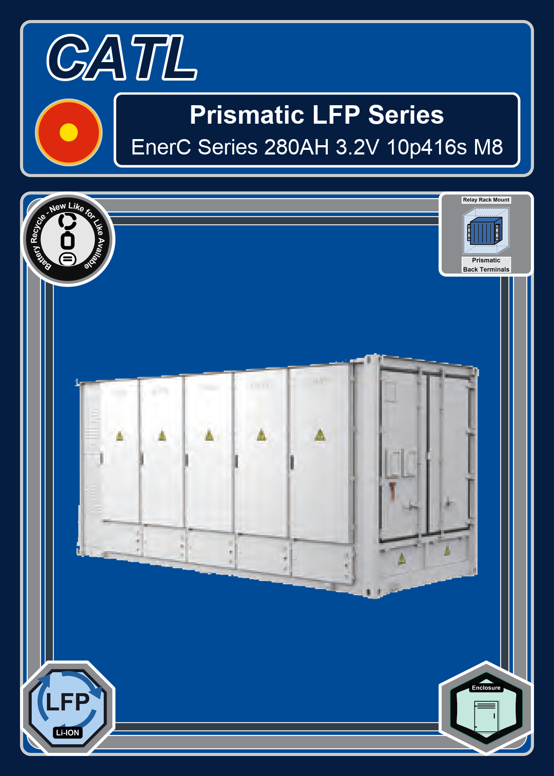 Battery Recycle CATL Prismatic LFP EnerC Series 280AH 3 2V 10p416s M8