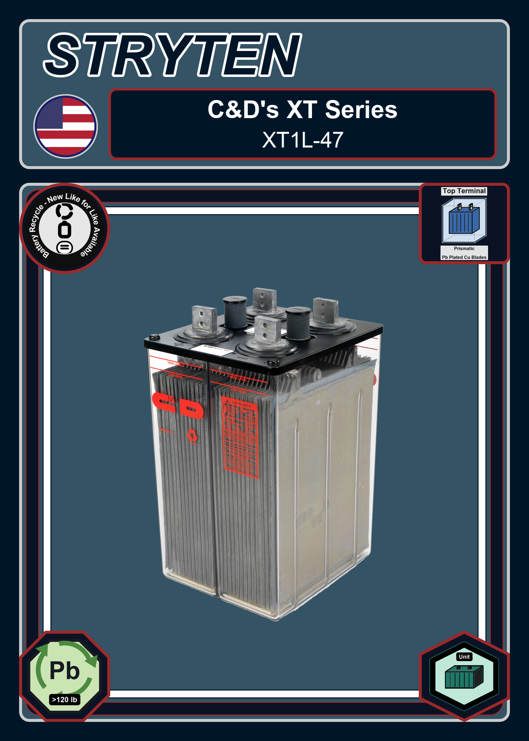 Battery Recycle CDTechno XT Series XT1L 47 0 188