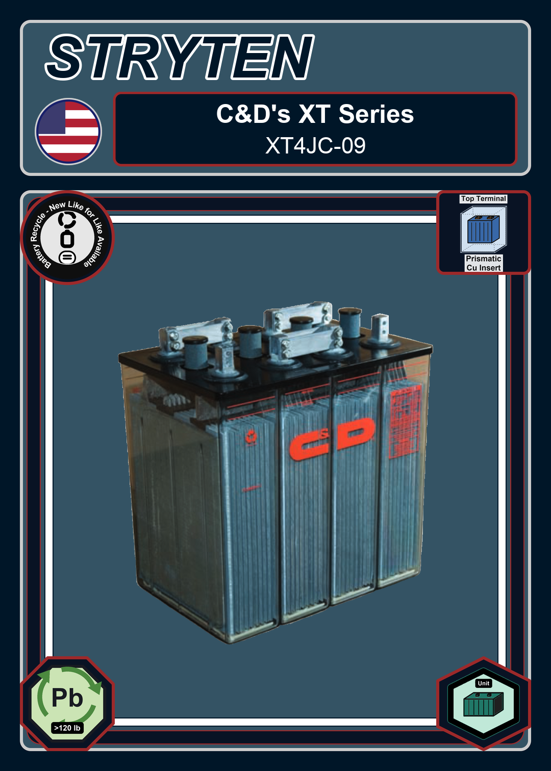 Battery Recycle CDTechno XT Series XT4JC 09 0 188
