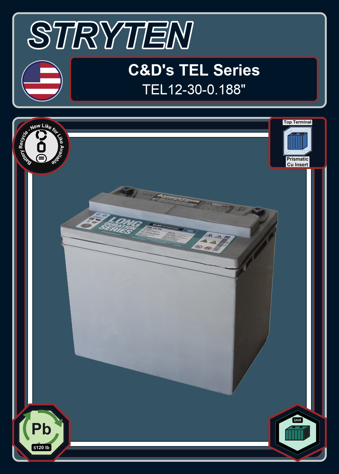 Battery Recycle CDTechno TEL Series TEL12 30 0 188