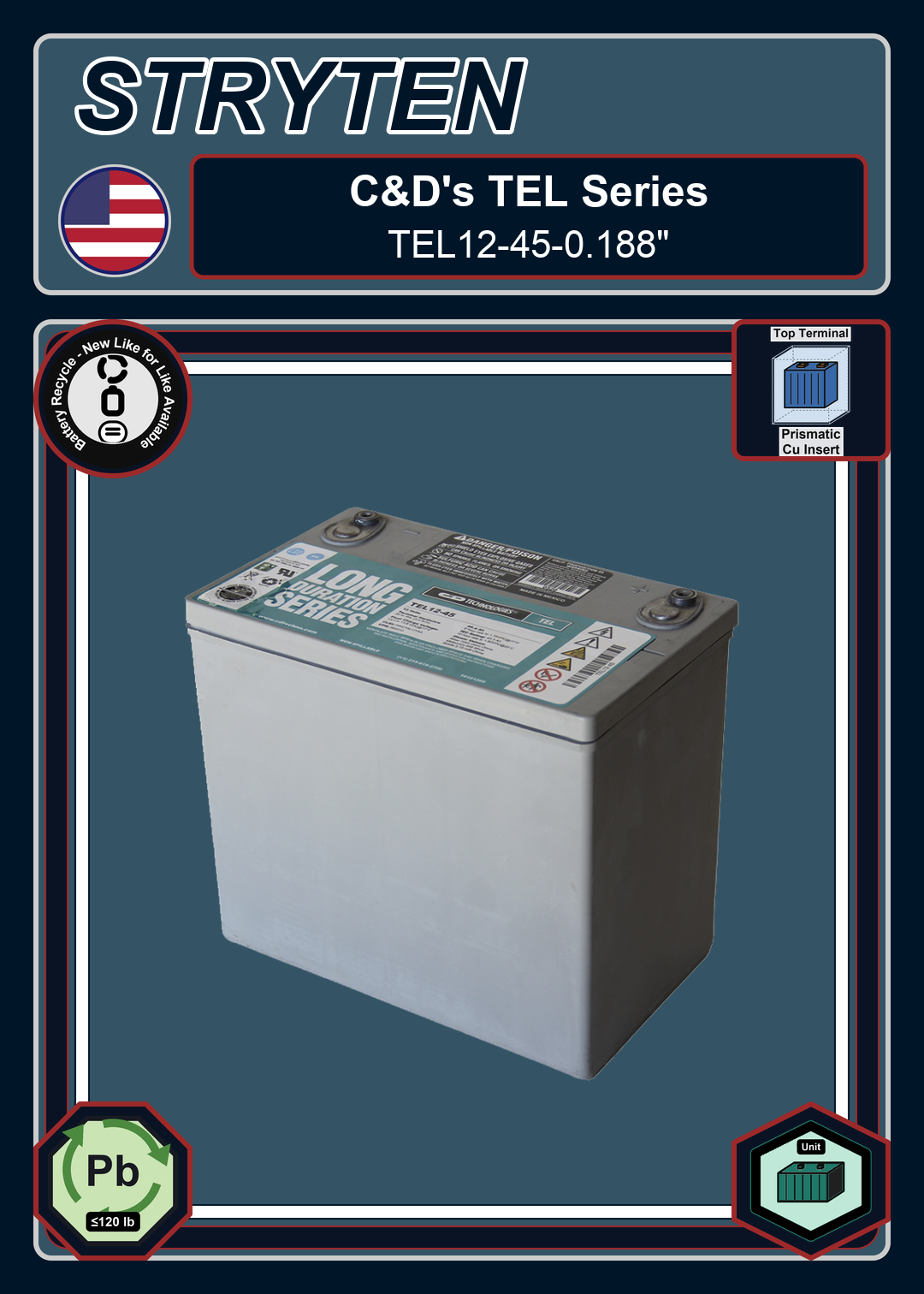 Battery Recycle CDTechno TEL Series TEL12 45 0 188