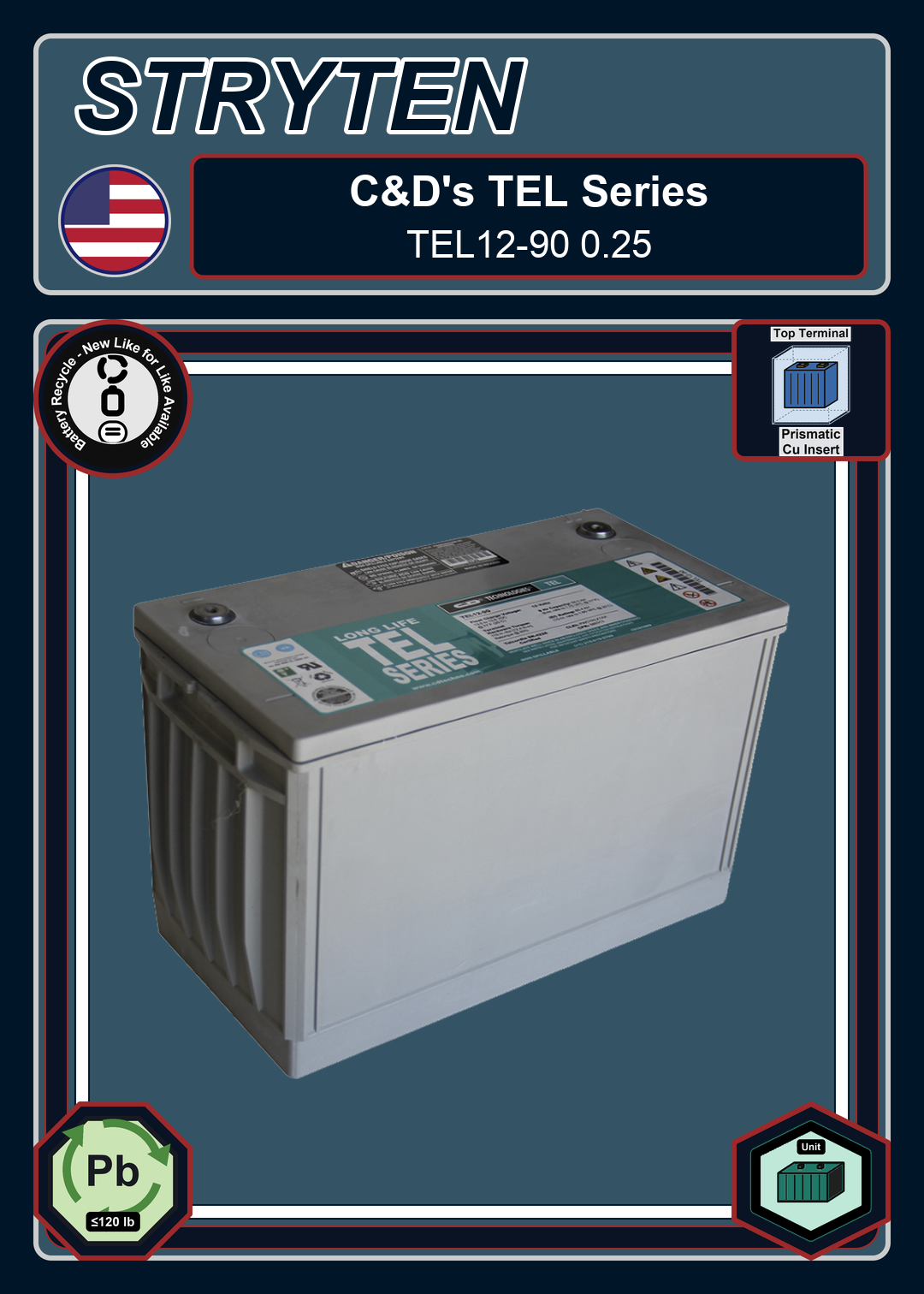 Battery Recycle CDTechno TEL Series TEL12 90 0 25