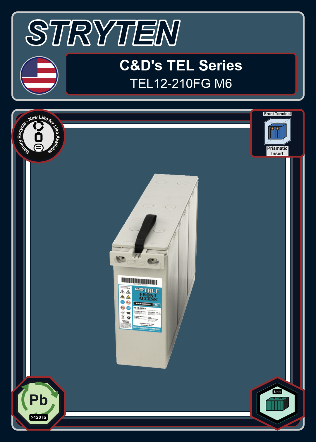 Battery Recycle CDTechno TEL Series TEL12 210FG M6
