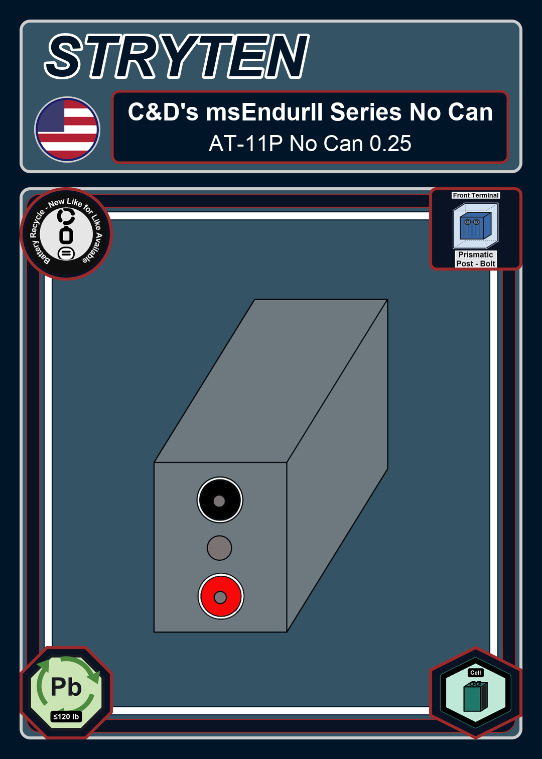 Battery Recycle CdTechno msEndurII Series AT 11P No Can 0 25