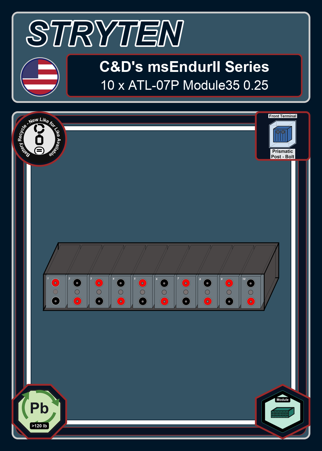 Battery Recycle Cdtechno msEndurII Series 10 x ATL 07P Module35 0 25