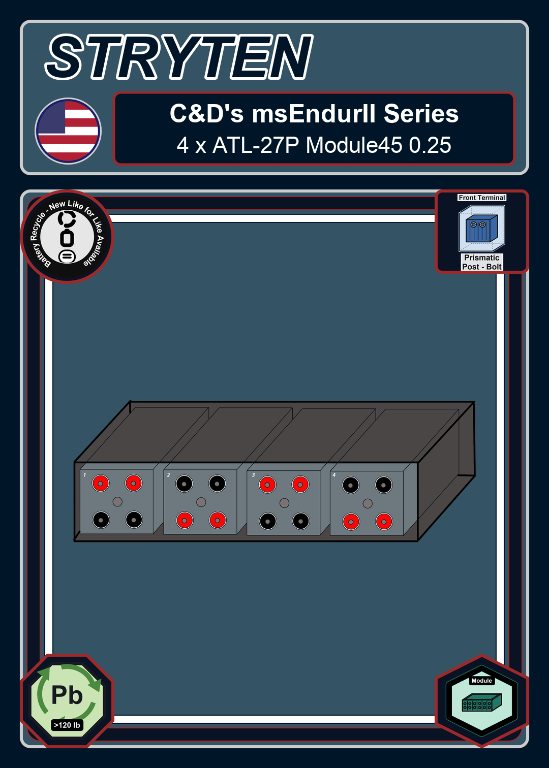 Battery Recycle Cdtechno msEndurII Series 4 x ATL 27P Module45 0 25