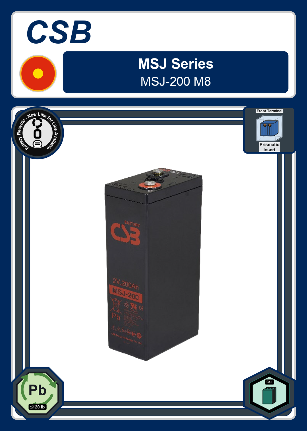 Battery Recycle CSB MSJ Series MSJ 200 M8