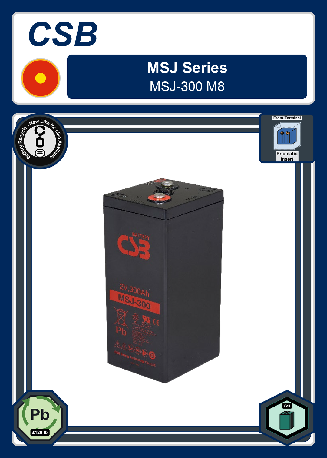 Battery Recycle CSB MSJ Series MSJ 300 M8