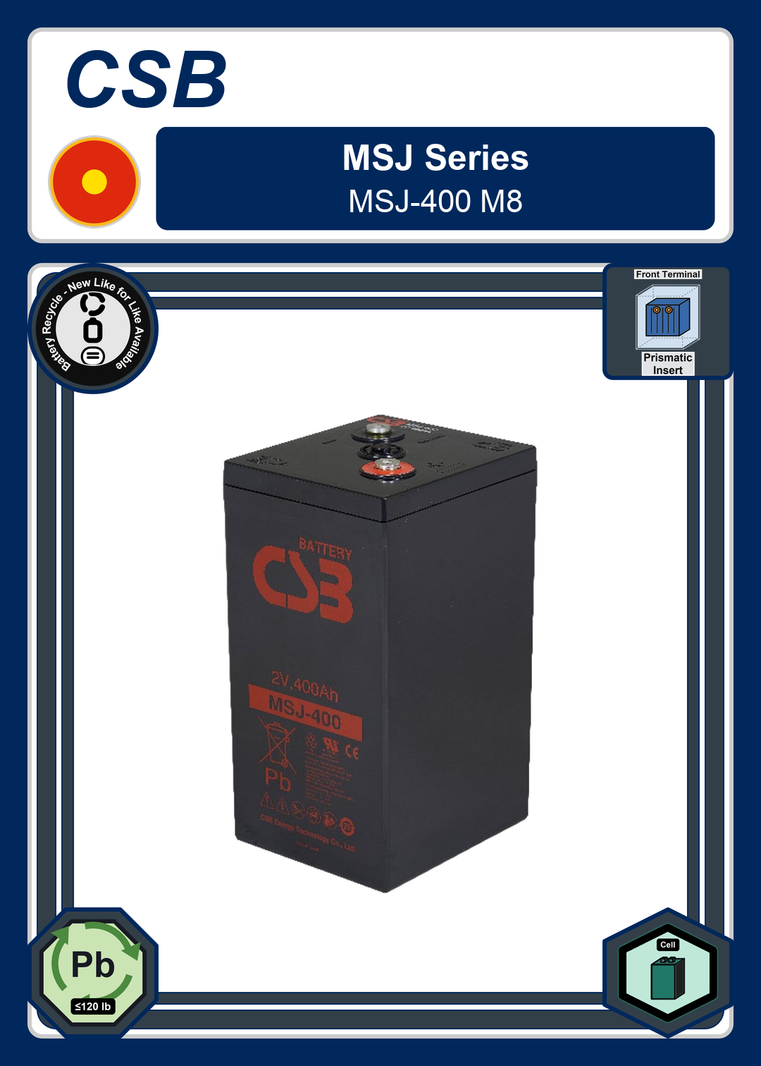 Battery Recycle CSB MSJ Series MSJ 400 M8