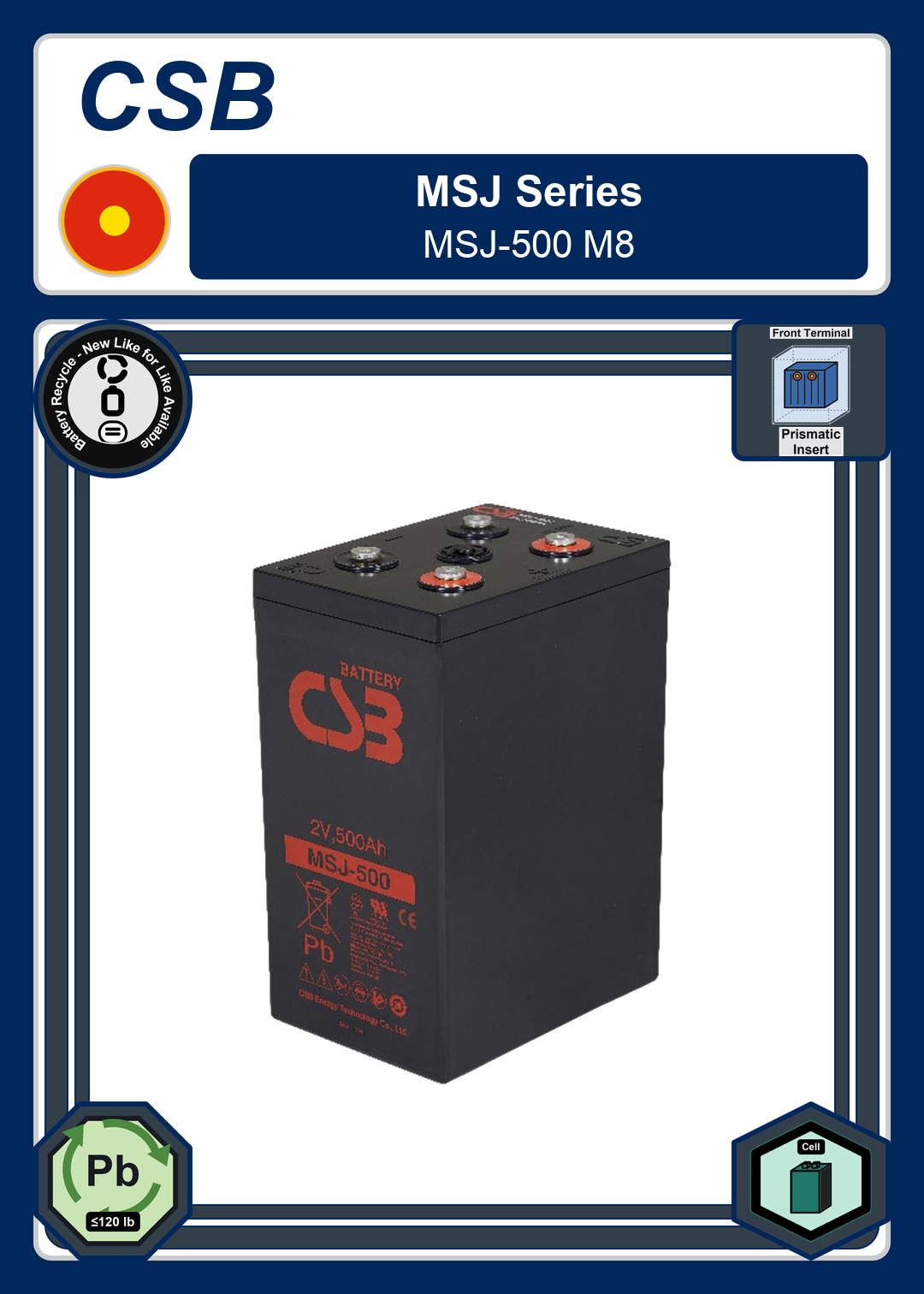Battery Recycle CSB MSJ Series MSJ 500 M8