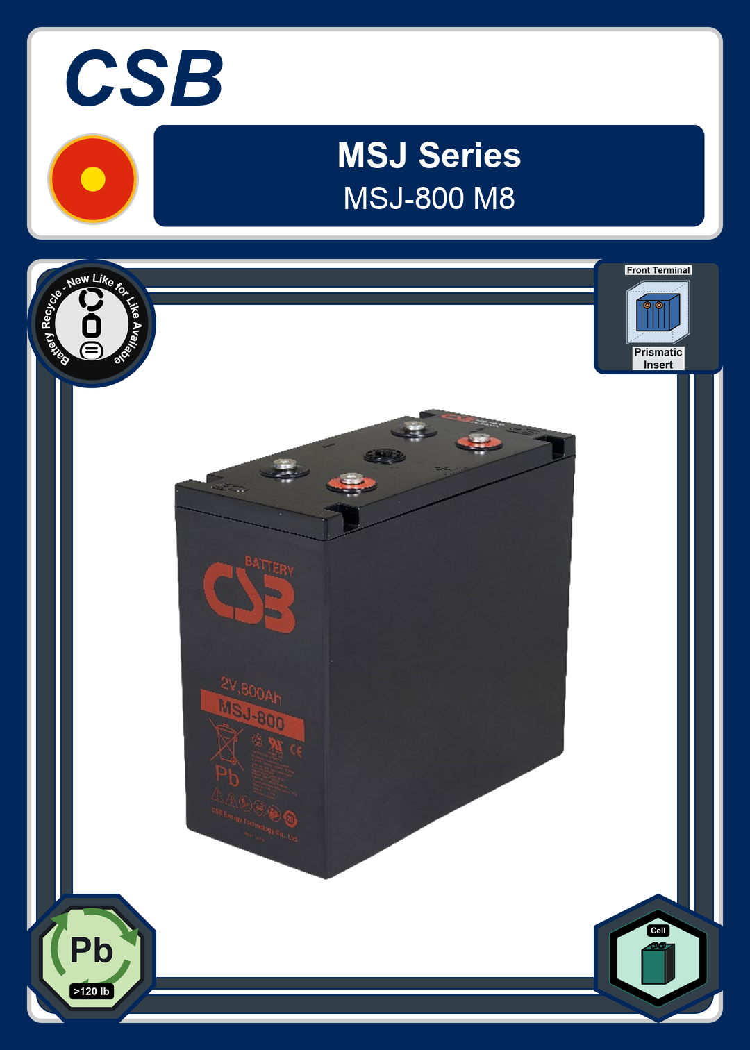 Battery Recycle CSB MSJ Series MSJ 800 M8