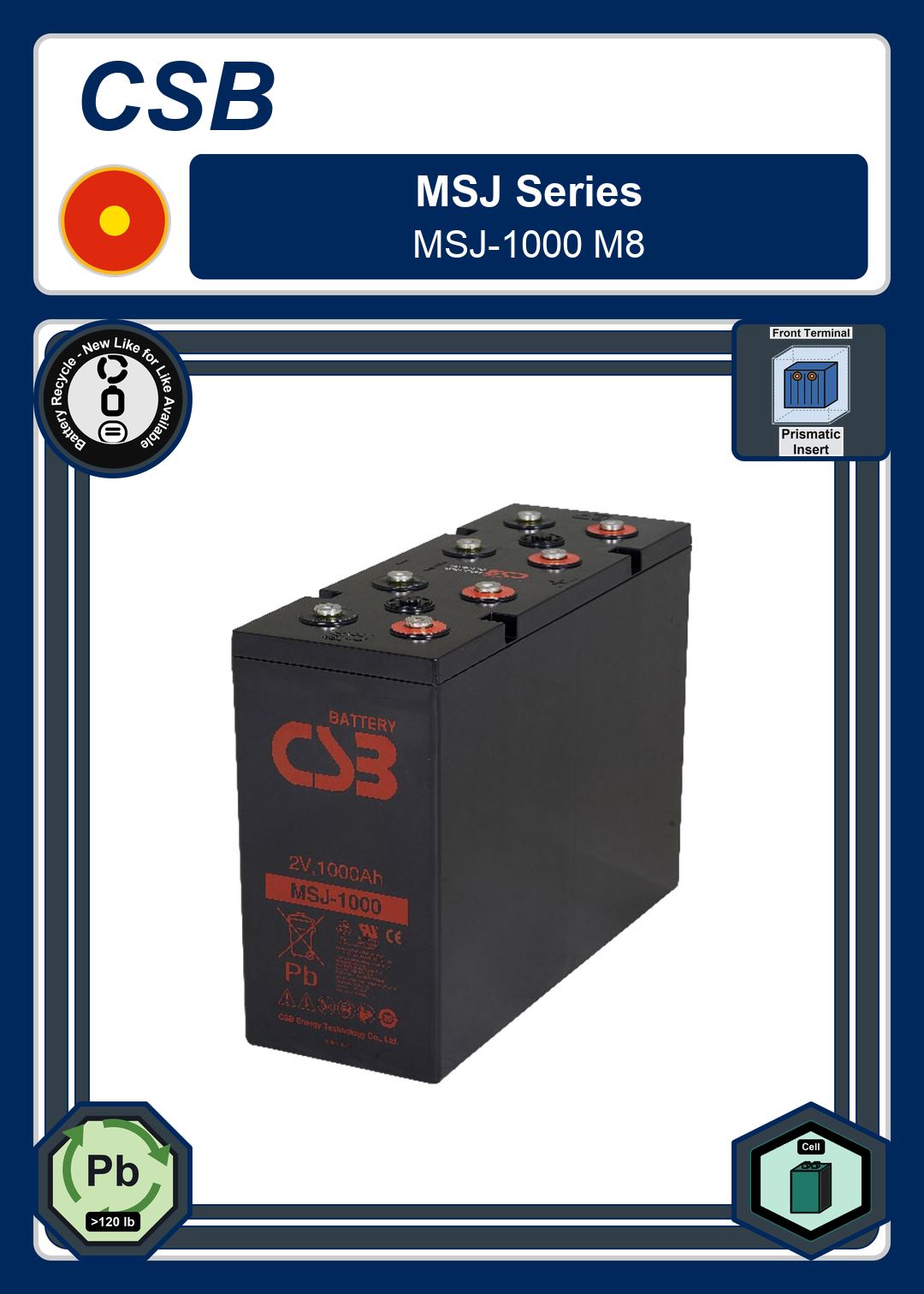 Battery Recycle CSB MSJ Series MSJ 1000 M8
