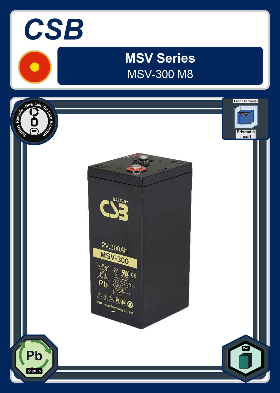Battery Recycle CSB MSV Series MSV 300 M8