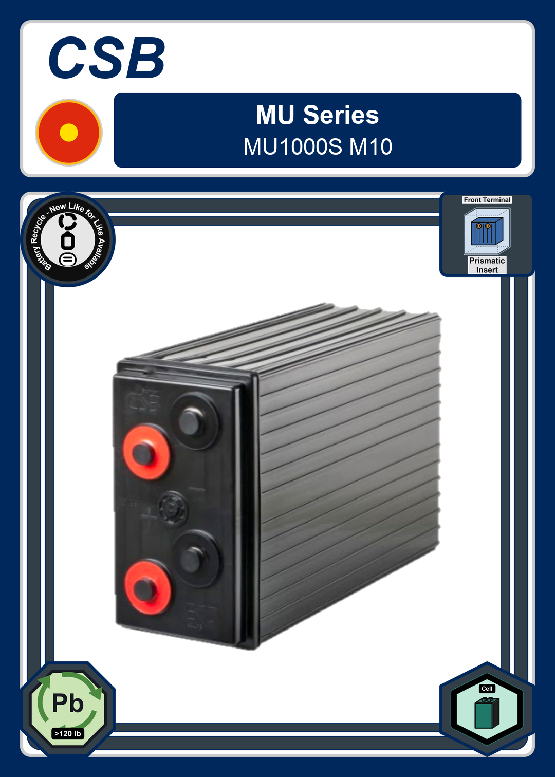 Battery Recycle CSB MU Series MU1000S M10