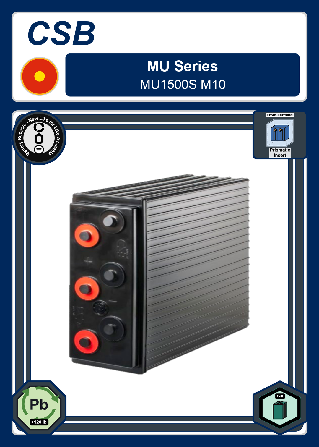 Battery Recycle CSB MU Series MU1500S M10