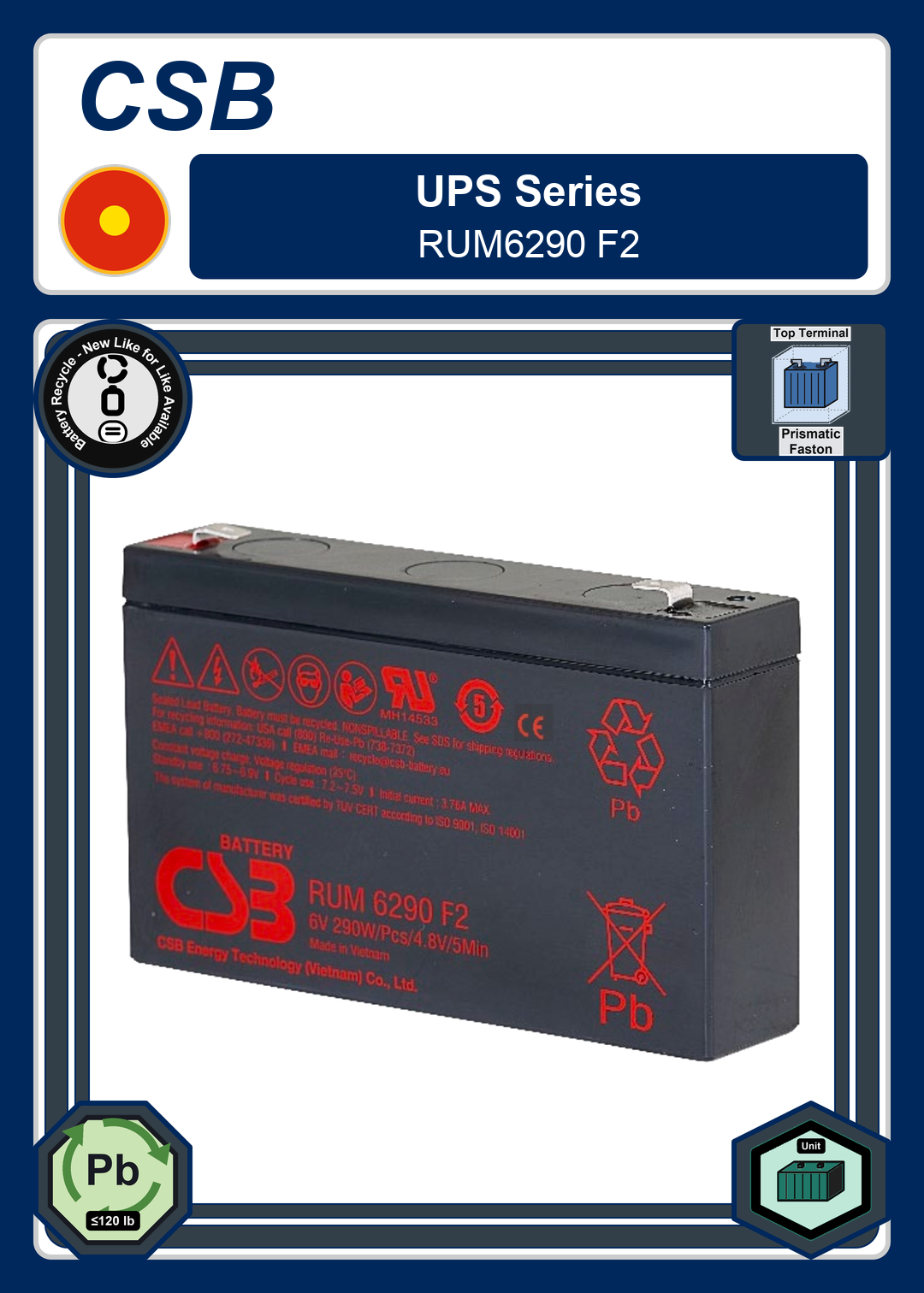 Battery Recycle CSB UPS Series RUM6290 F2