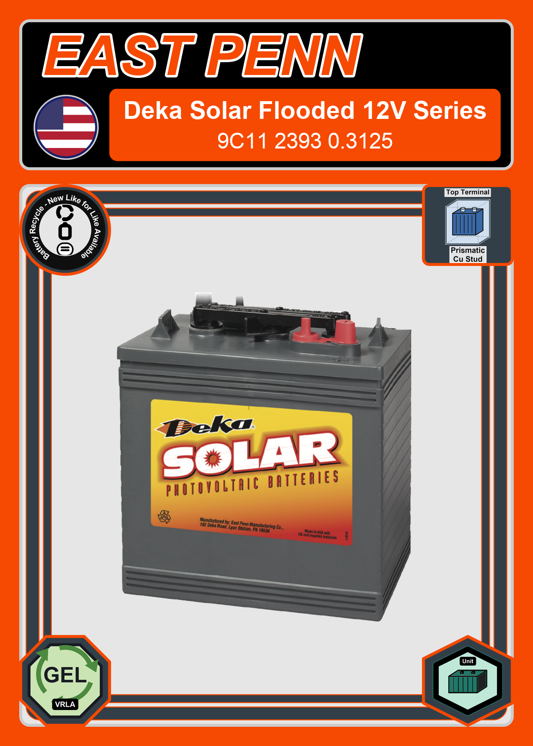 Battery Recycle East Penn Deka Solar 9C11 2393 0 3125