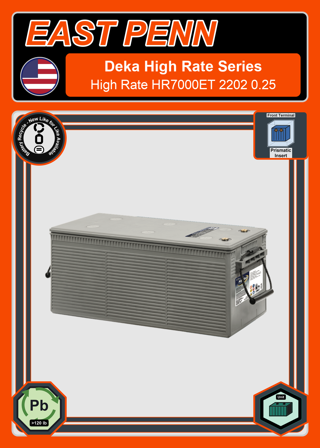 Battery Recycle East Penn Deka High Rate HR7000ET 2202 0 25