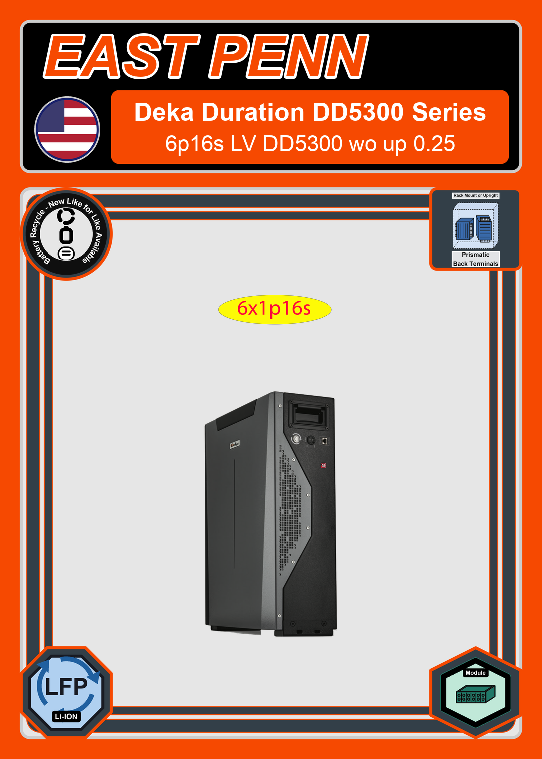 Battery Recycle East Penn Battery Deka Duration 6p16s LV DD5300 wo up 0.25