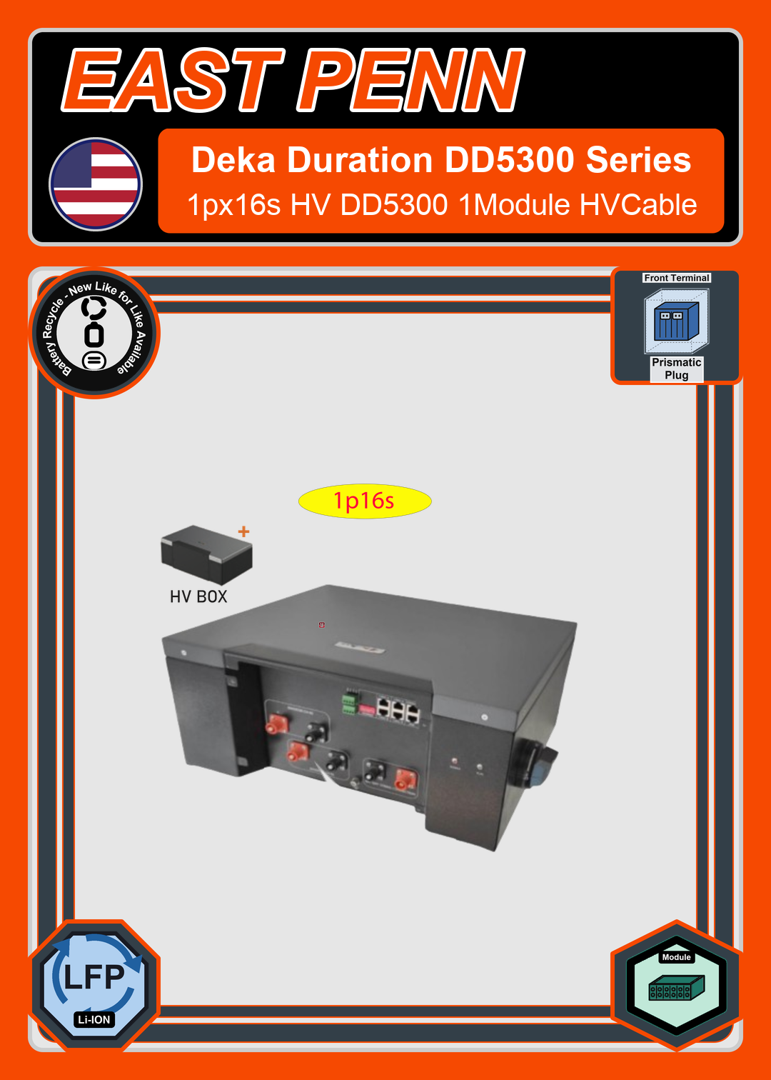 Battery Recycle East Penn Battery Deka Duration 1px16s HV DD5300 1Module HVCable