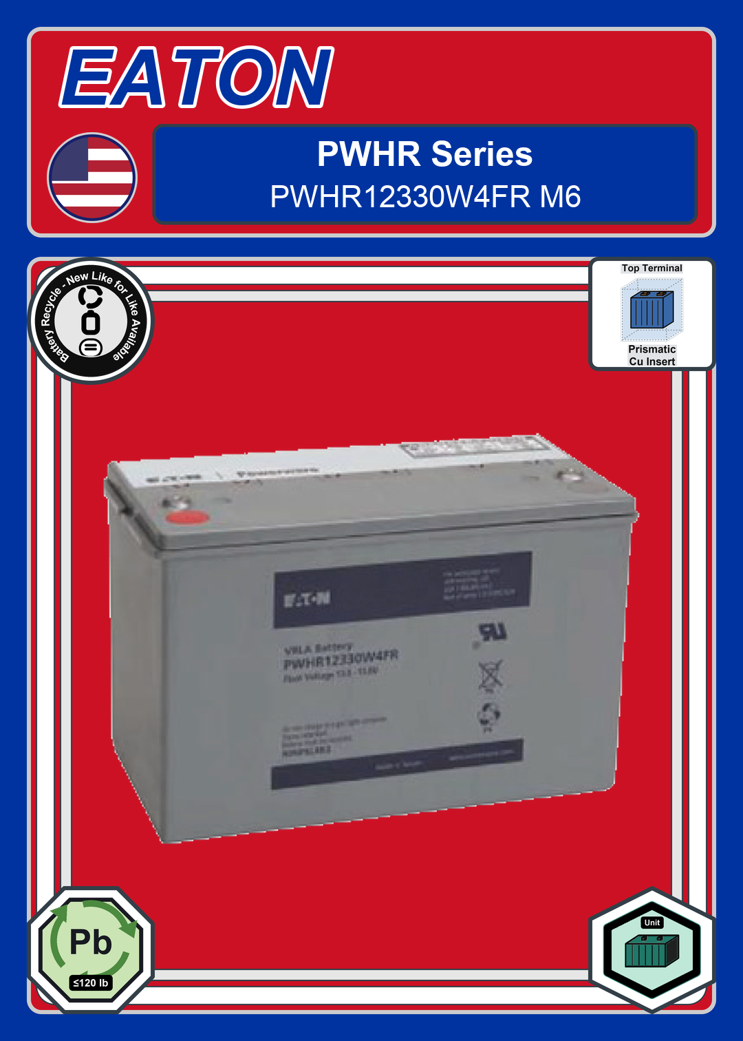 Battery Recycle EATON PWHR Series PWHR12330W4FR M6