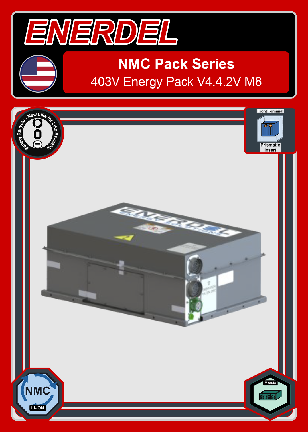 Battery Recycle Enerdel NMC Pack Series 403V Energy Pack V4 4 2V M8