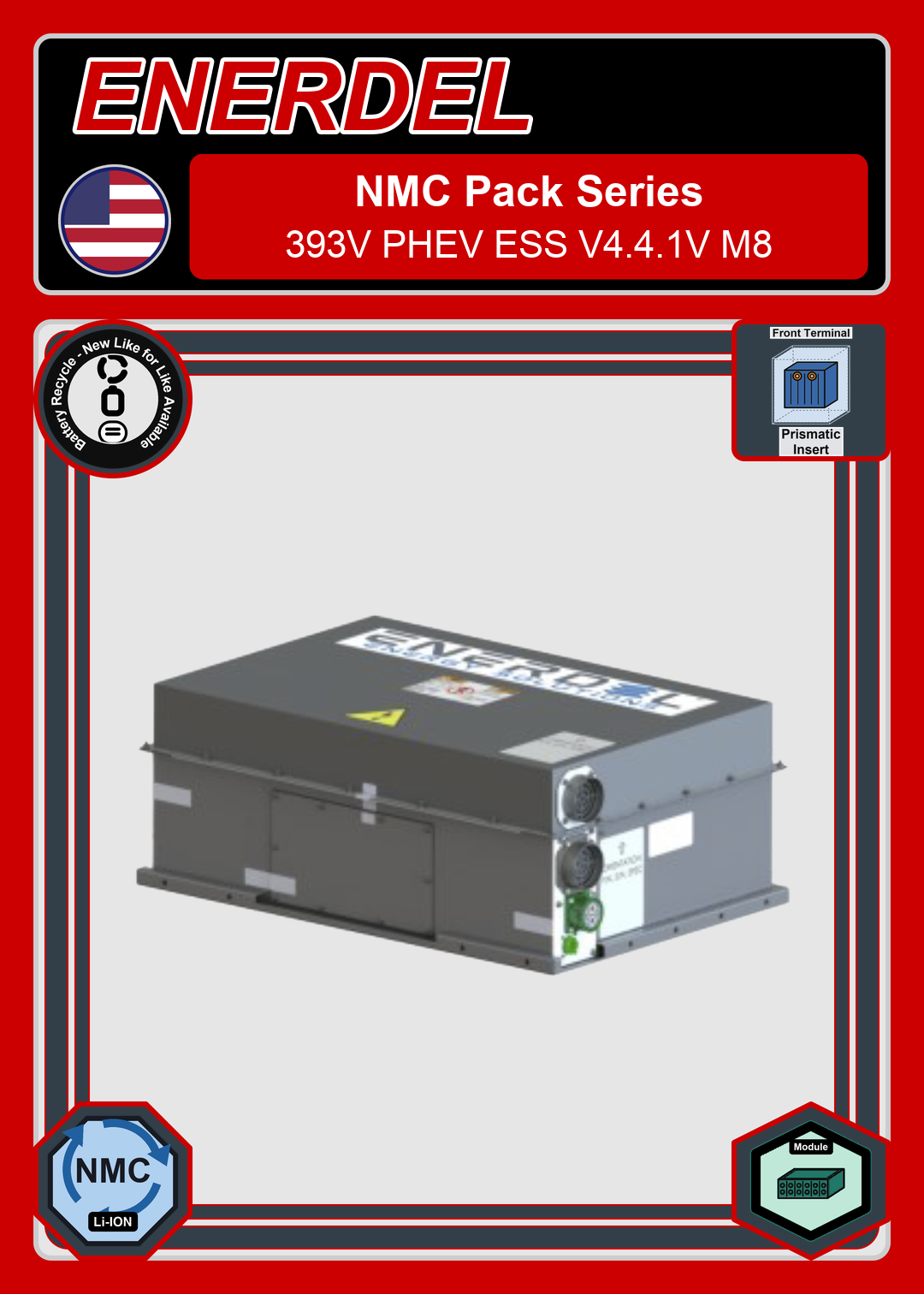 Battery Recycle Enerdel NMC Pack Series 393V PHEV ESS V4 4 1V M8