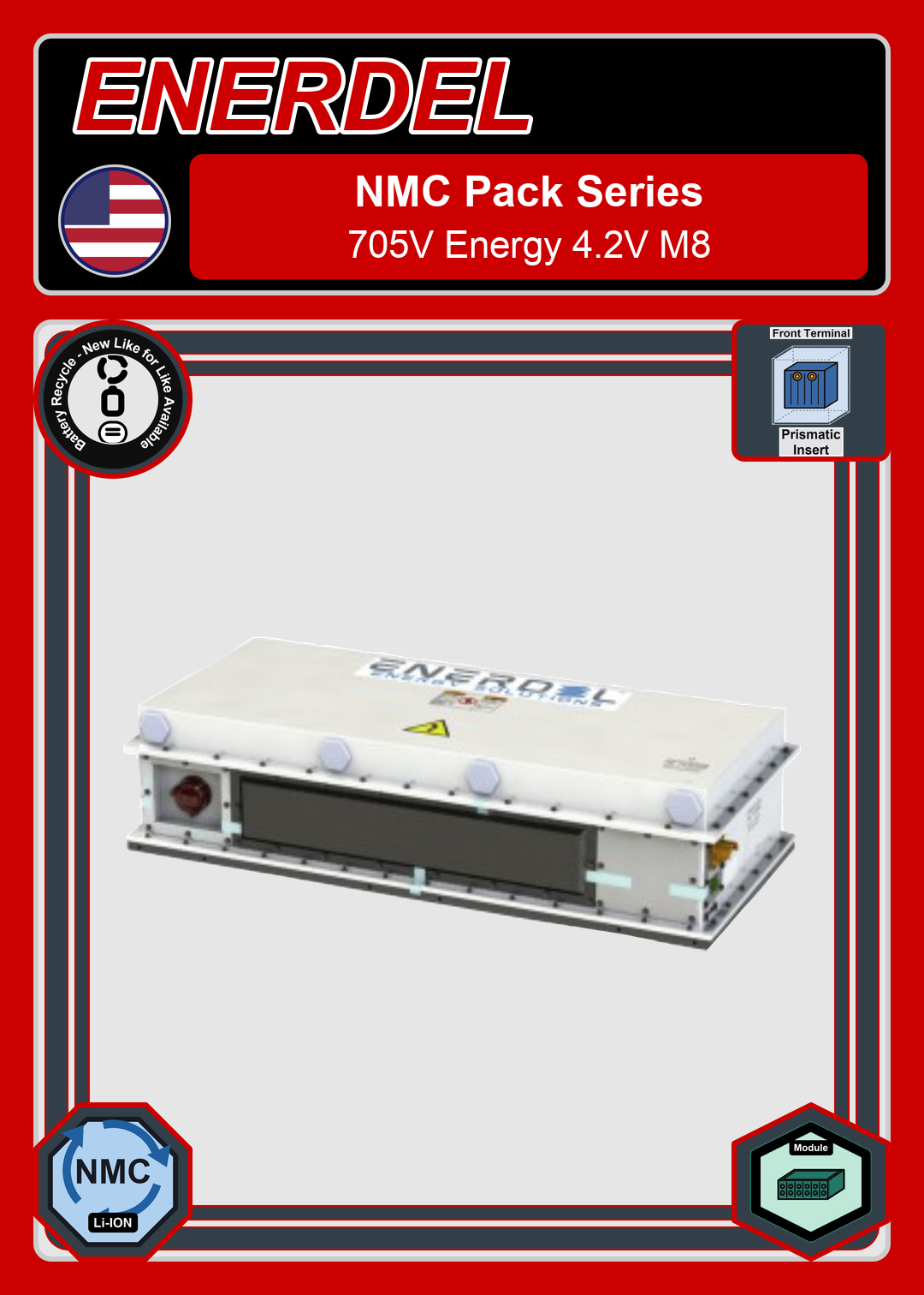 Battery Recycle Enerdel NMC Pack Series 705V Energy 4 2V M8