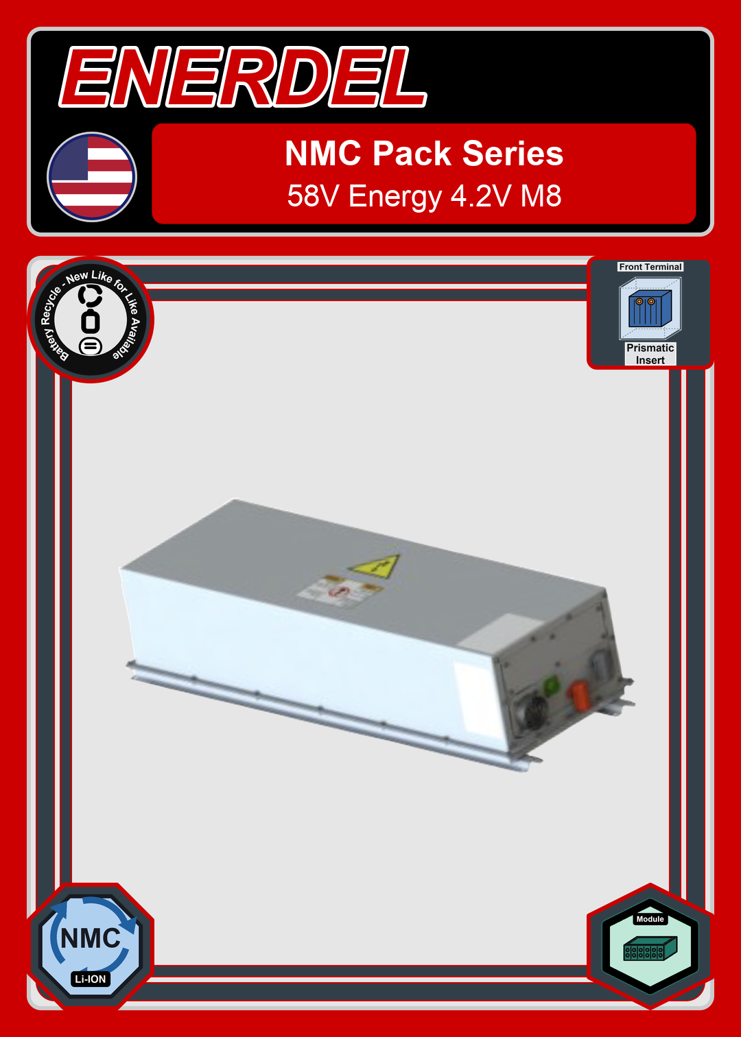 Battery Recycle Enerdel NMC Pack Series 58V Energy 4 2V M8