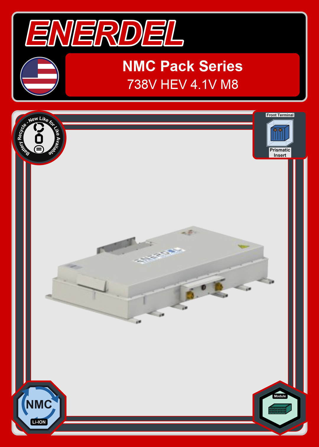 Battery Recycle Enerdel NMC Pack Series 738V HEV 4 1V M8