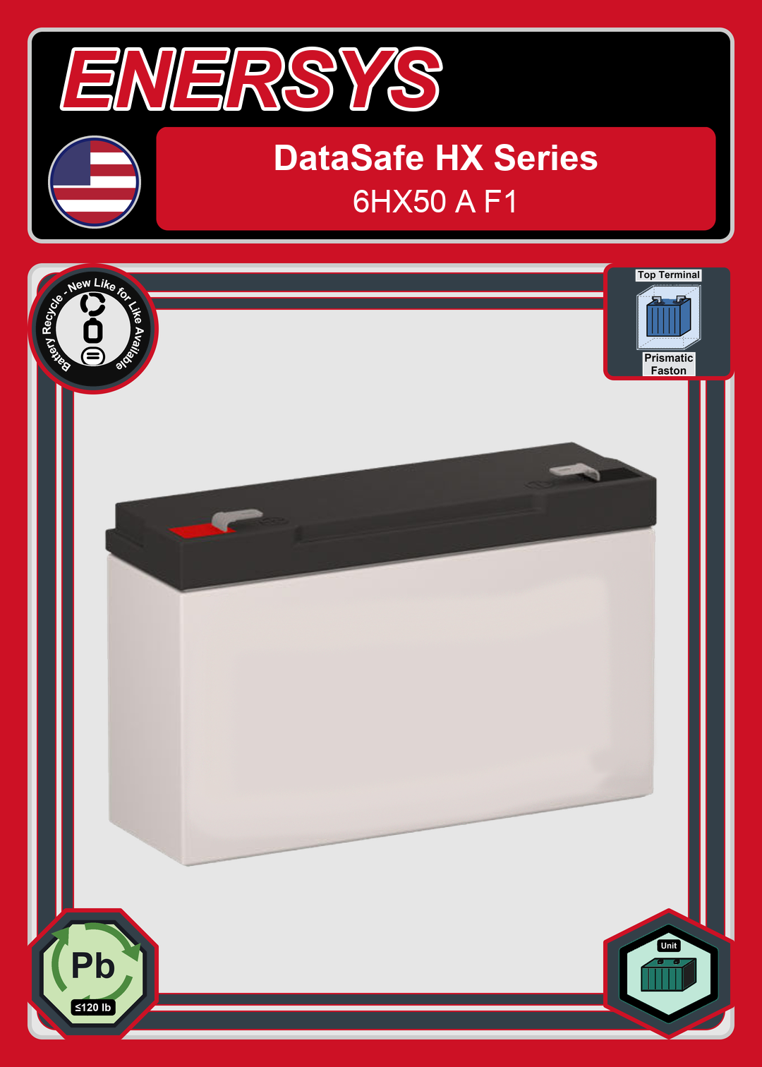 Battery Recycle Enersys Data Safe HX 6HX50 A F1