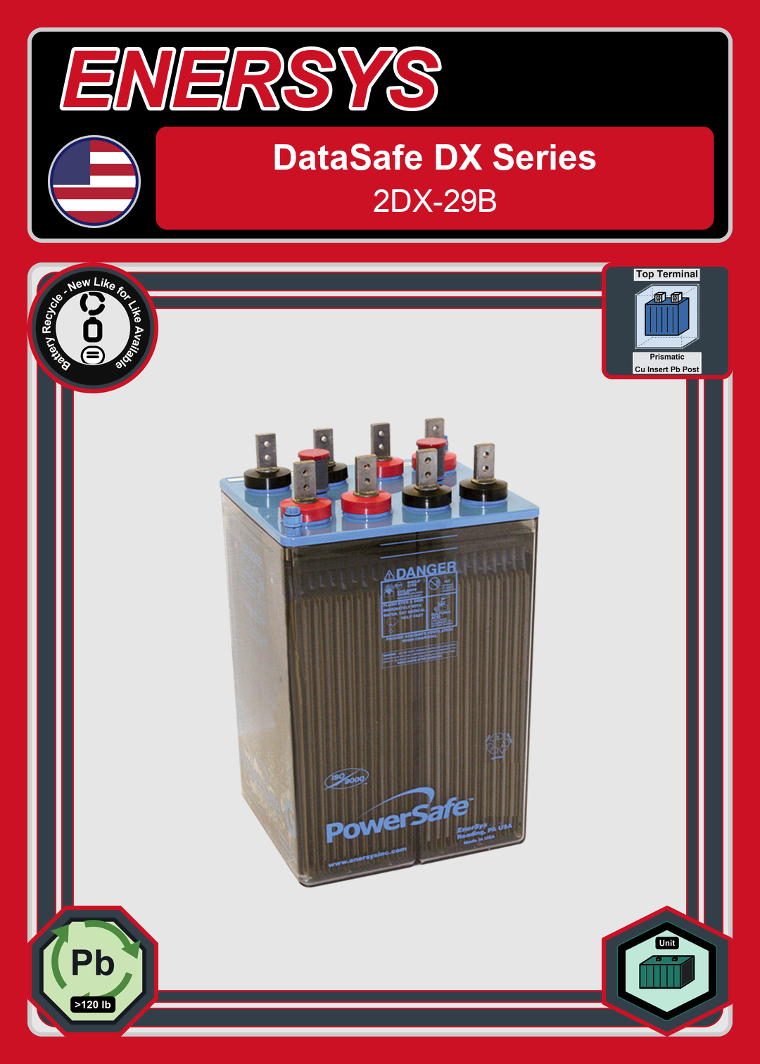 Battery Recycle Enersys Data Safe DX 2DX 29B 0 188