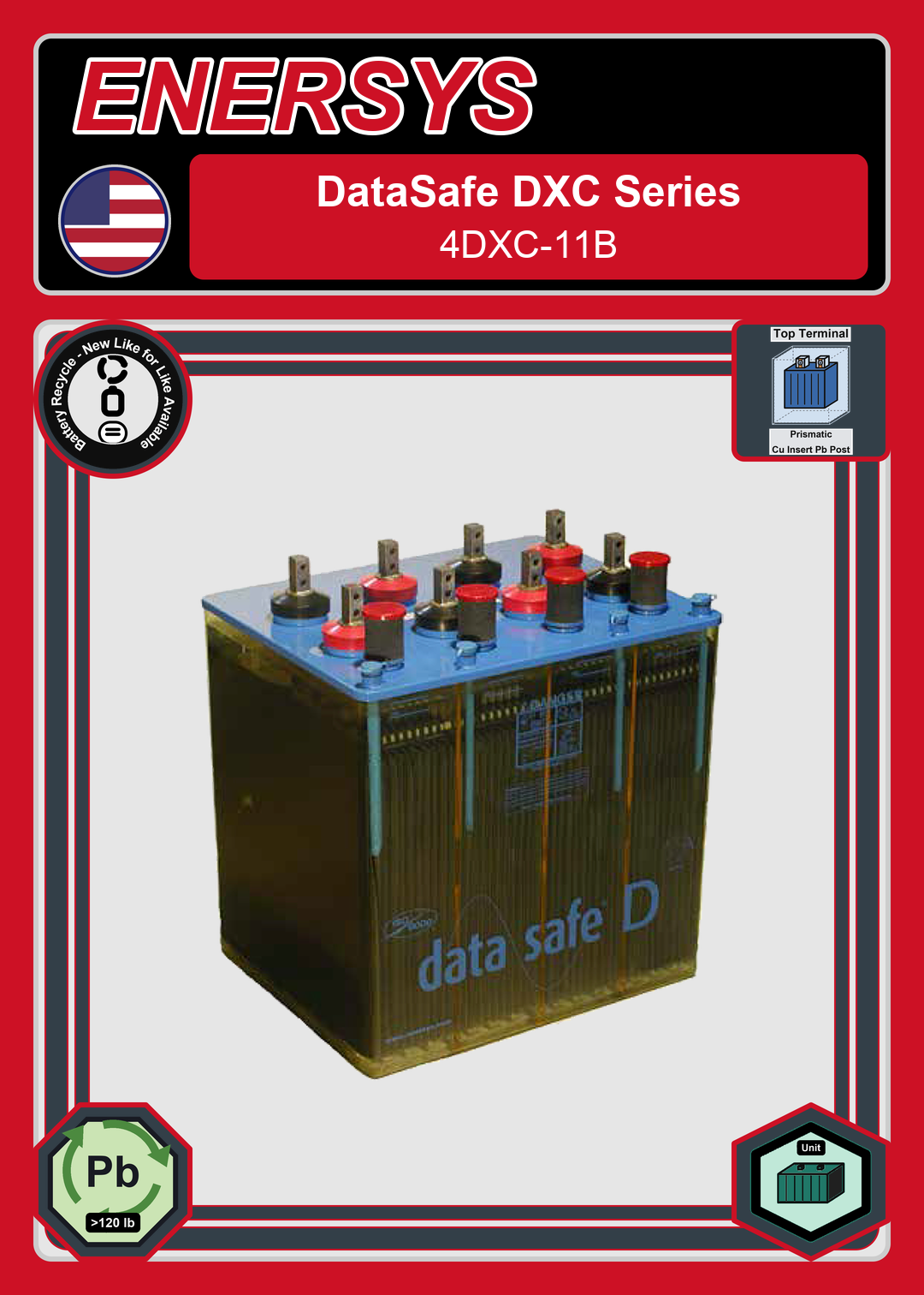 Battery Recycle Enersys Data Safe DX 4DXC 11B 0 188