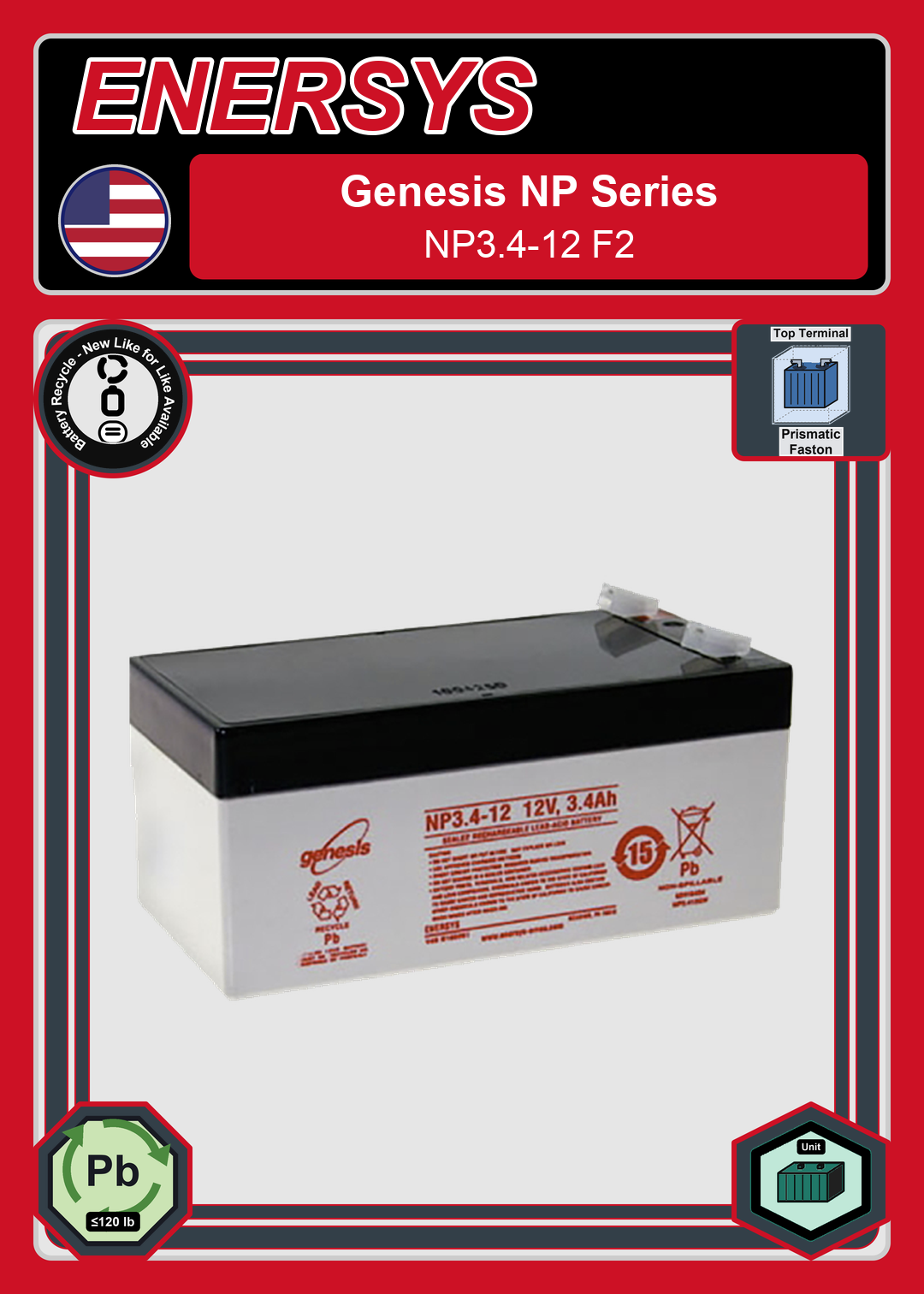 Battery Recycle Enersys Genesis NP Series NP3 4 12 F2