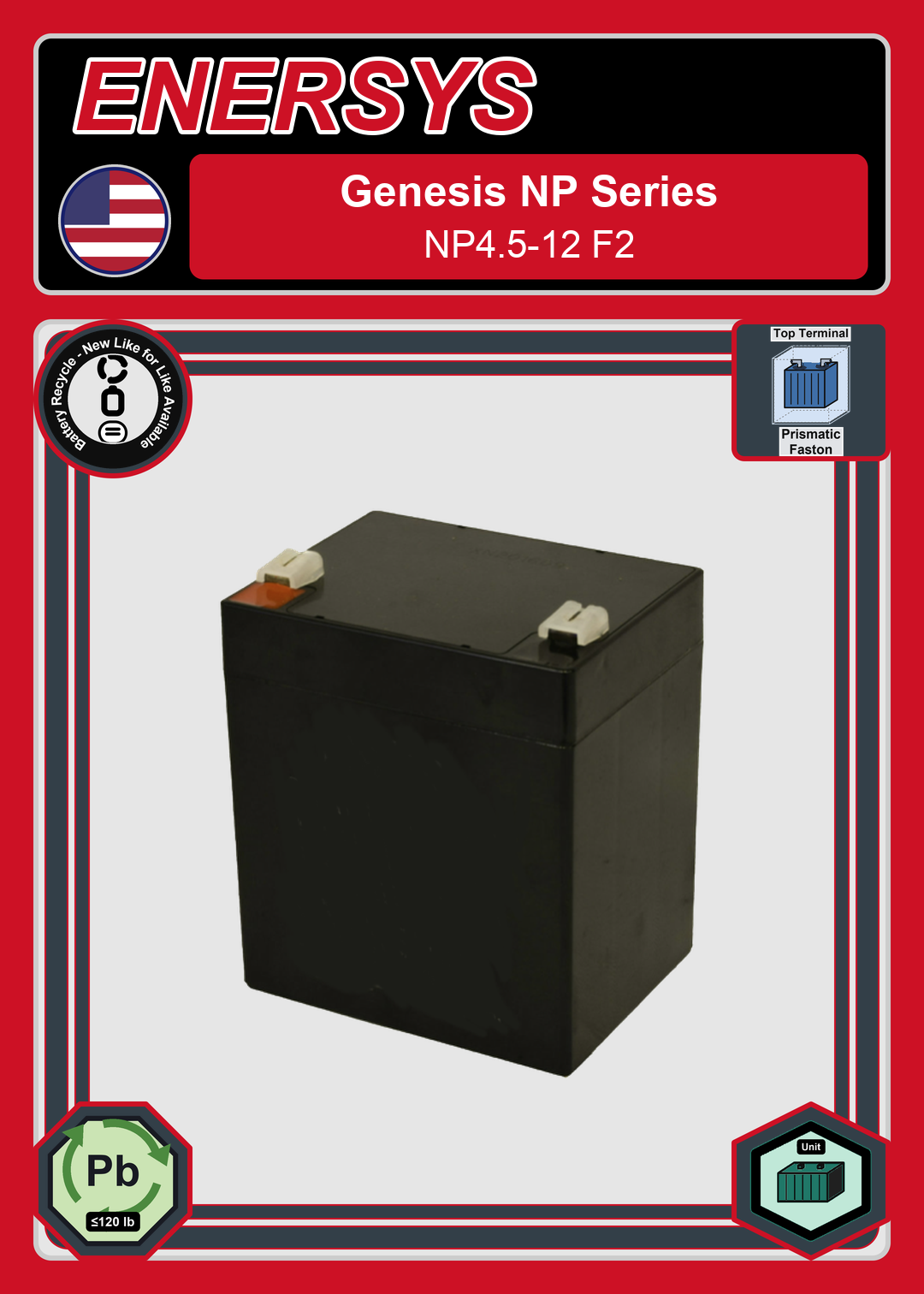 Battery Recycle Enersys Genesis NP Series NP4 5 12 F2