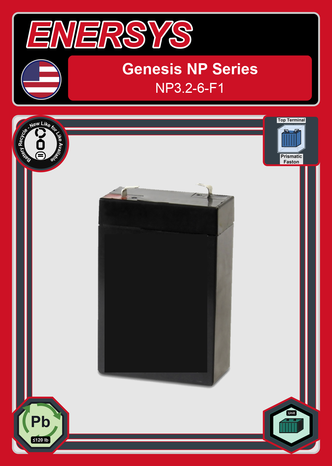 Battery Recycle Enersys Genesis NP Series NP3 2 6 F1