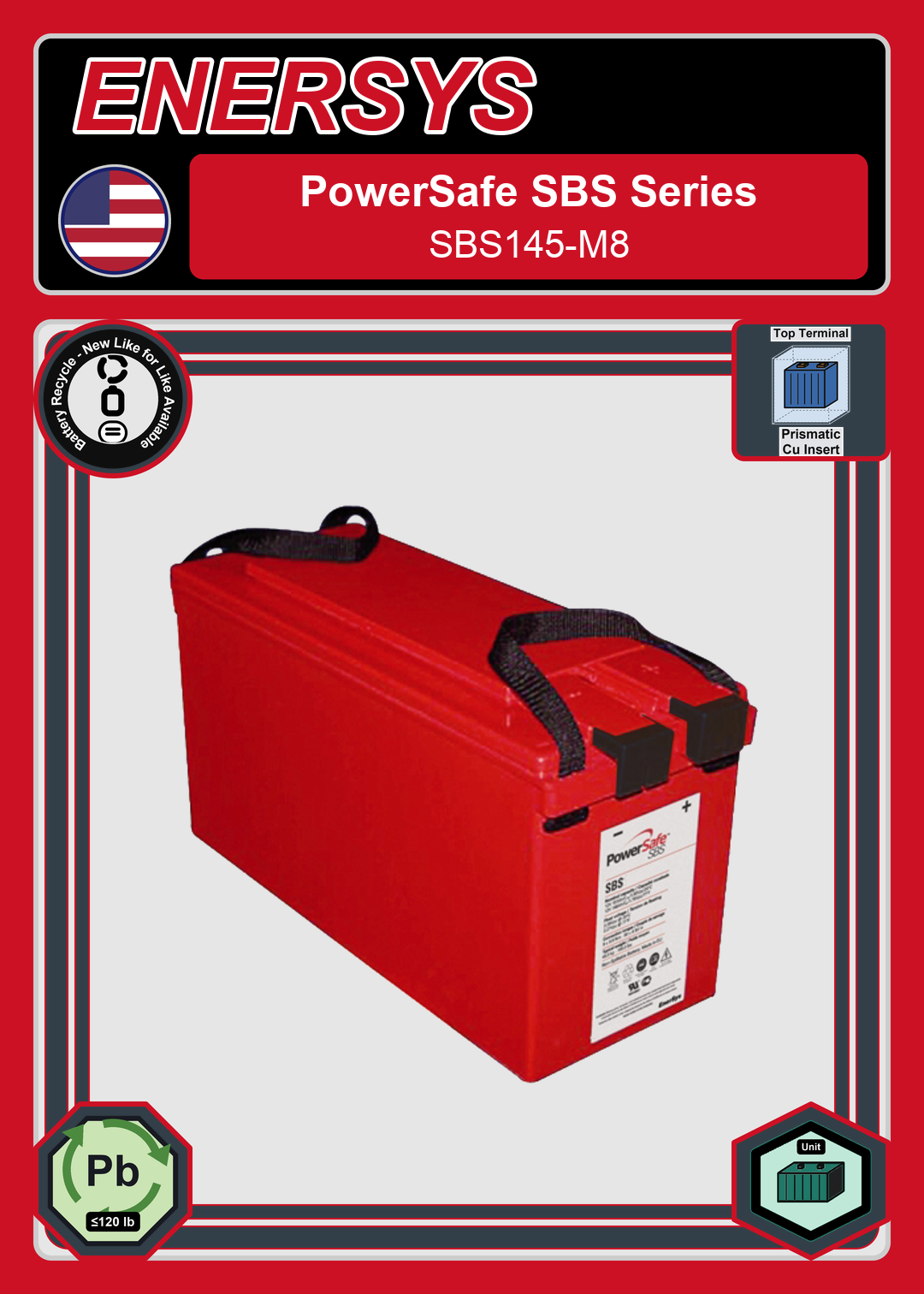 Battery Recycle Enersys PowerSafe SBS Series SBS145 M8