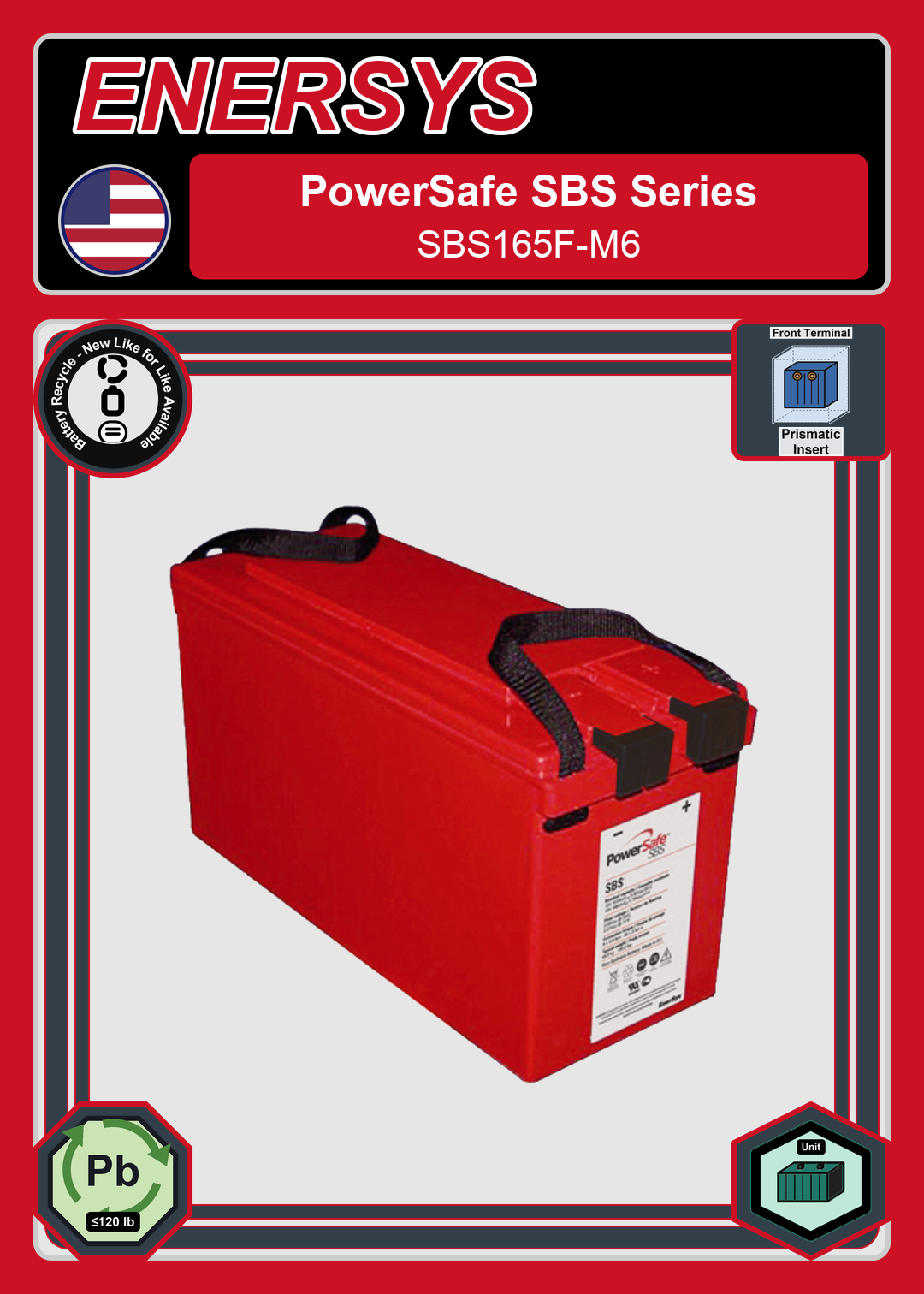 Battery Recycle Enersys PowerSafe SBS Series SBS165F M6