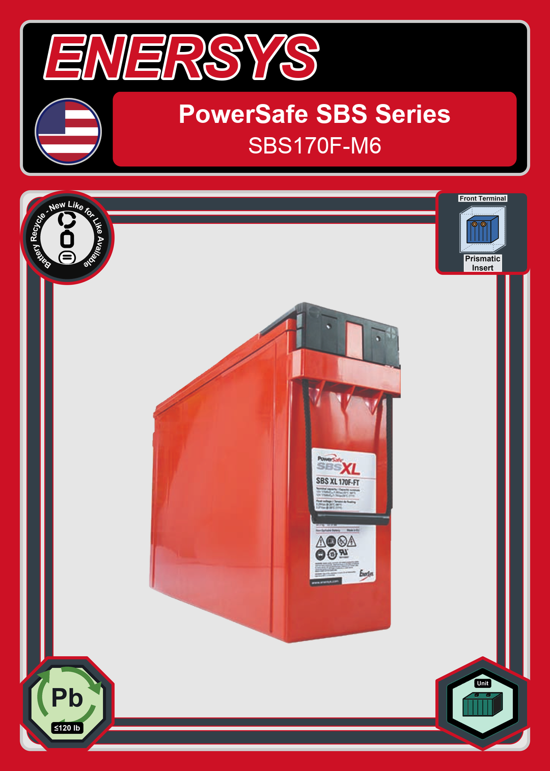Battery Recycle Enersys PowerSafe SBS Series SBS170F M6