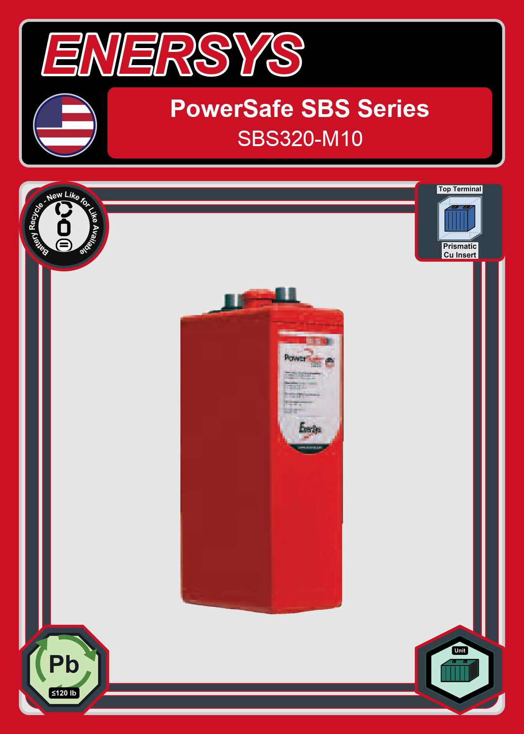Battery Recycle Enersys PowerSafe SBS Series SBS320 M10