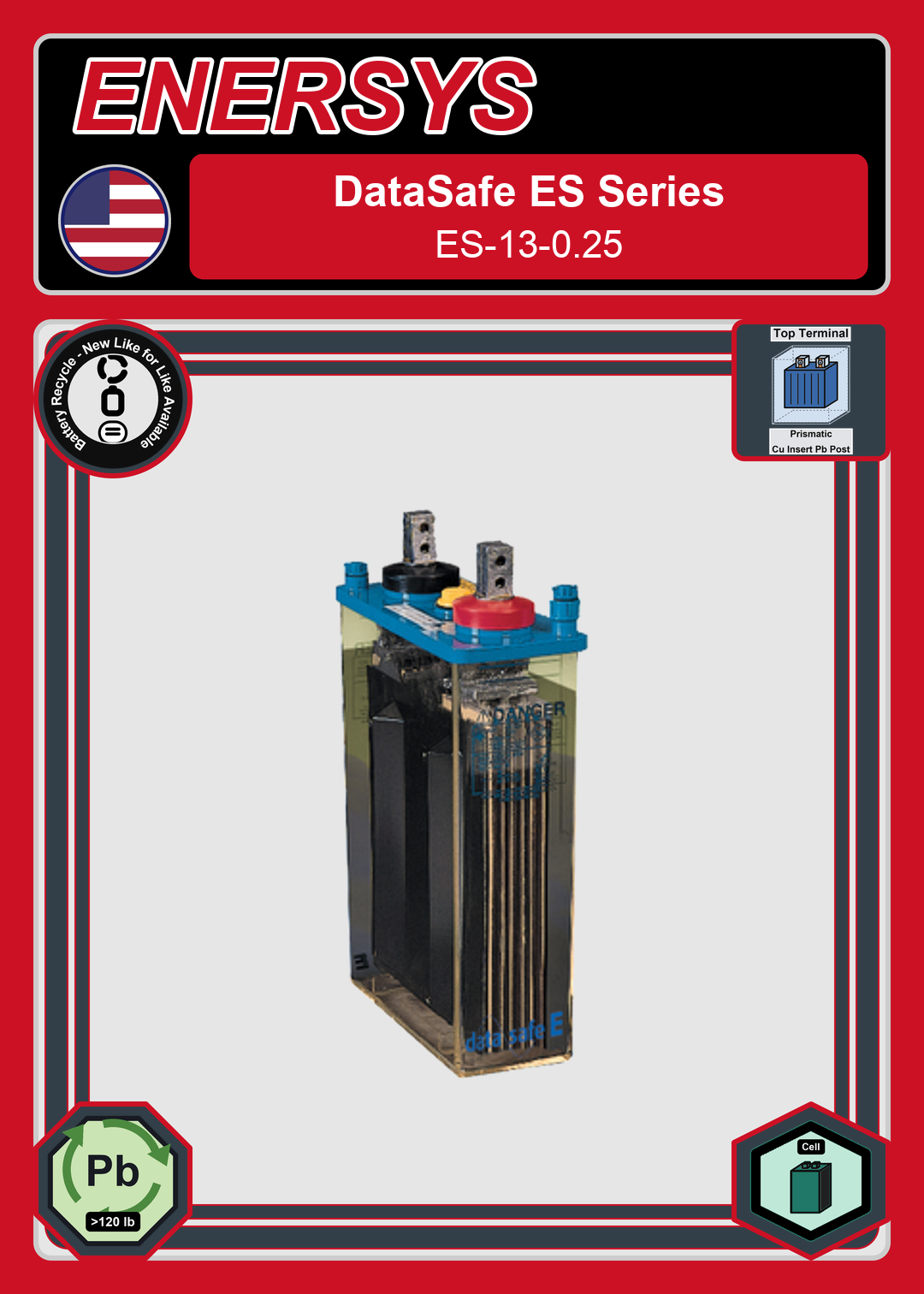 Battery Recycle Enersys DataSafe ES Series ES 13 0 25
