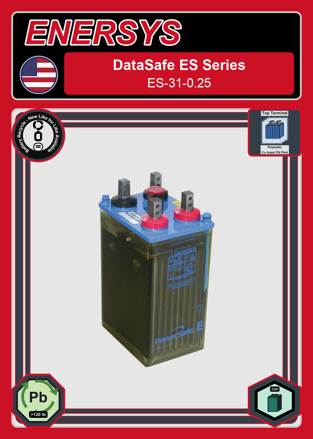 Battery Recycle Enersys DataSafe ES Series ES 31 0 25