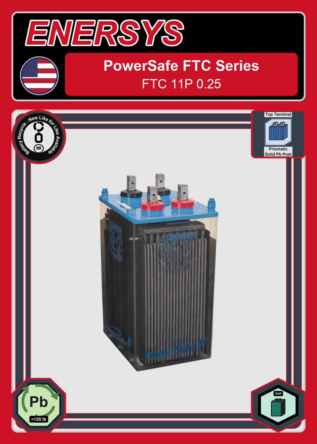 Battery Recycle Enersys PowerSafe FTC 11P 0 25