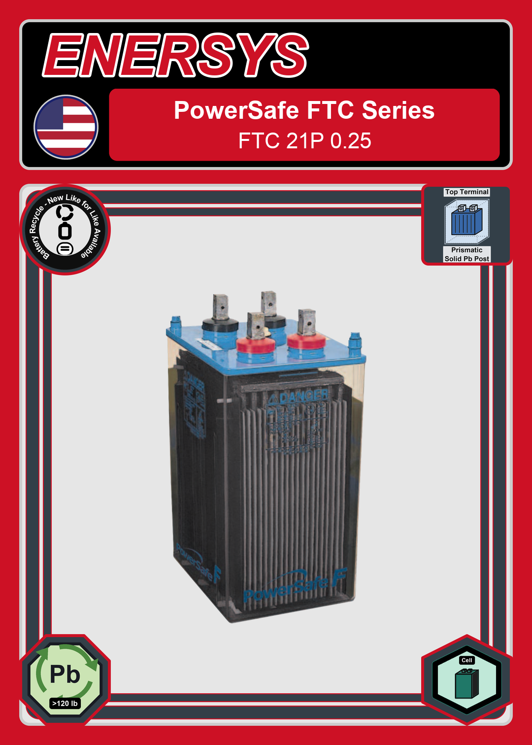 Battery Recycle Enersys PowerSafe FTC 21P 0 25
